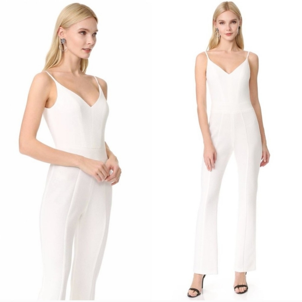 Black Halo Maja bootcut white crepe jumpsuit